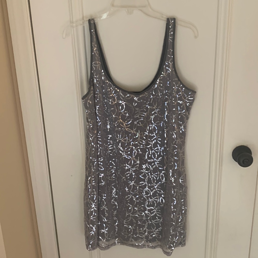 Express silver sequin dress size L
